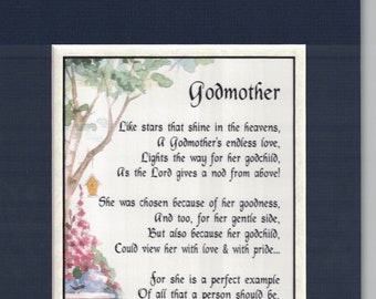 Godmother Poem  - Godmother Birthday - Godmother Birthday Present - Godmother Thank You - Godmother Verse - Best Godmother