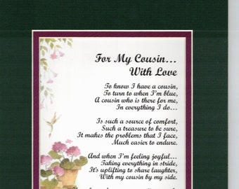 Cousin Poem- Cousin Verse- Cousin Present- Cousin Print- Cousins Birthday-21st Birthday- Favorite Cousin- Special Cousin- 30th Birthday-