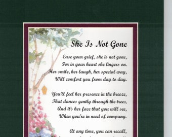 Mother Memorial Poem-Mom Bereavement Gift- Wife Memorial Poem- Funeral Gift-Loss Of Mother- Loss Of Daughter - Daughter Bereavement Poem-