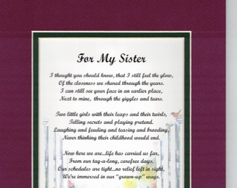 sister poem - sister print - sister gift - sister present - sisters birthday -  sister thank you- Sisters 30th birthday - 40th birthday -