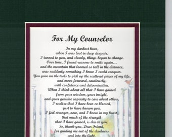 Counselor Gift- Counselor Poem- Counselor Present- Therapist Gift- Therapist Thank You- Counselor Thank You-Love My Counselor-
