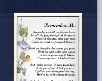 Father Mother Memorial Poem, Son Daughter Sympathy Poem, Husband Wife Memorial Poem, Dad Remembrance Poem, Grandfather Sister Memorial Poem,