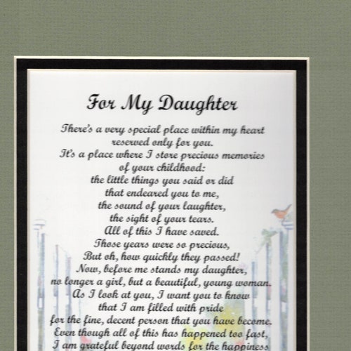 My Daughter Poem Daughter Gift Daughters Birthday Daughter - Etsy