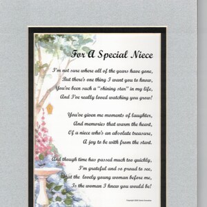 Niece Poem Niece Gift Niece Verse Niece Print, Niece's Birthday, Niece ...