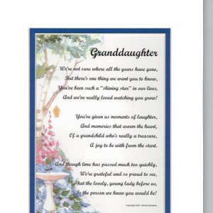 Granddaughter Poem, Granddaughter gift, Gift for Granddaughter, Granddaughter Birthday, Grandaughter Birthday, Granddaughter Christmas gift,