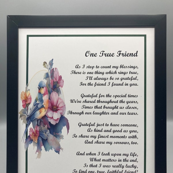 Framed Best Friend Poem,  Sentimental Friend Print, Friend Gift, Friend 30th 40th 50th Birthday, Friendship Verse, Friendship Print Saying,