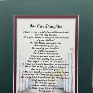 Daughter Poem- Daughter Gift- Daughter Graduation-  Daughter Birthday- Daughter Present- Daughters 21st birthday- daughters 30th birthday-