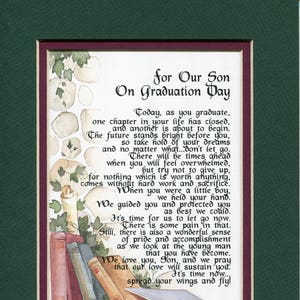 Son Graduation- Our Son Graduation- Graduation Gift- Graduation Poem- Graduation present- High School Graduation-