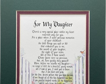 My Daughter Poem- Daughter Gift- Daughters Birthday- Daughter Graduation- Daughter Graduation Gift- Daughter Poem- Daughter Birthday Gift