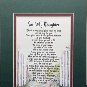 My Daughter Poem- Daughter Gift- Daughters Birthday- Daughter Graduation- Daughter Graduation Gift- Daughter Poem- Daughter Birthday Gift