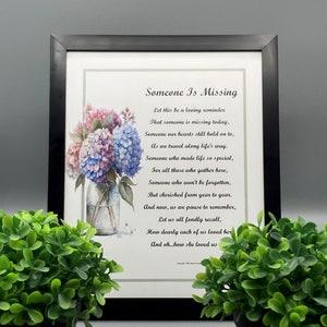 Framed 8x10 Sympathy Poem, Memorial Poem For Loss of Mother Wife Sister Grandmother, Remembrance Poem Print Verse, Funeral Gift Present,