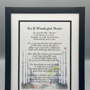 Framed Doctor Poem- Doctor Gift- Doctor Present- Thank You Doctor - Doctor Retirement- Doctor Appreciation- Graduation from Medical School-