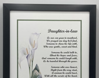Daughter in law Framed Poem,