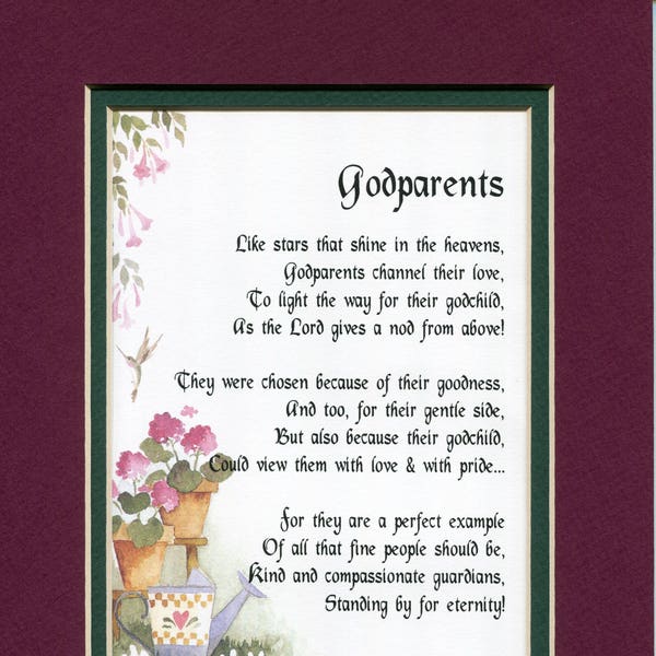 Godparents Poem, Godparents gift, Thank You godparents,  Gifts For Godparents, Godparents Print, Best Godparents, Love My Godparents,