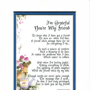 Friend  Poem- Friend Gift- Best Friend- Friendship Verse- Friendship Poem- Friendship Present- friends Birthday- 30th Birthday- 40th Bday-