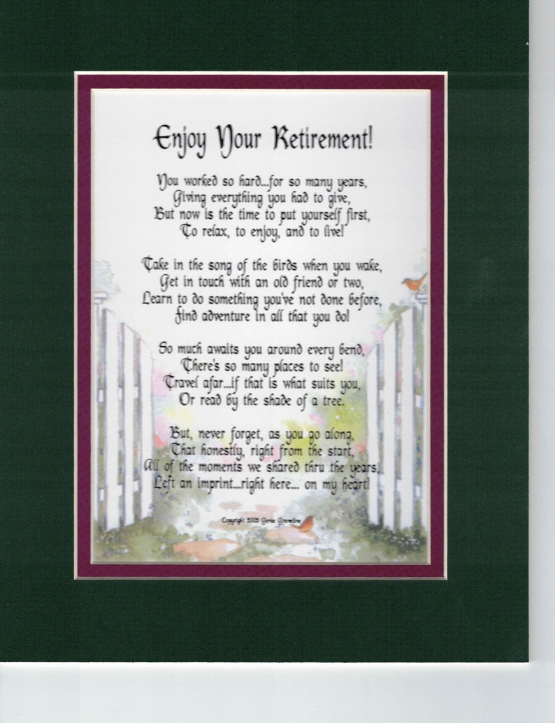Retirement Poem Retirement Gift Retirement Present Etsy