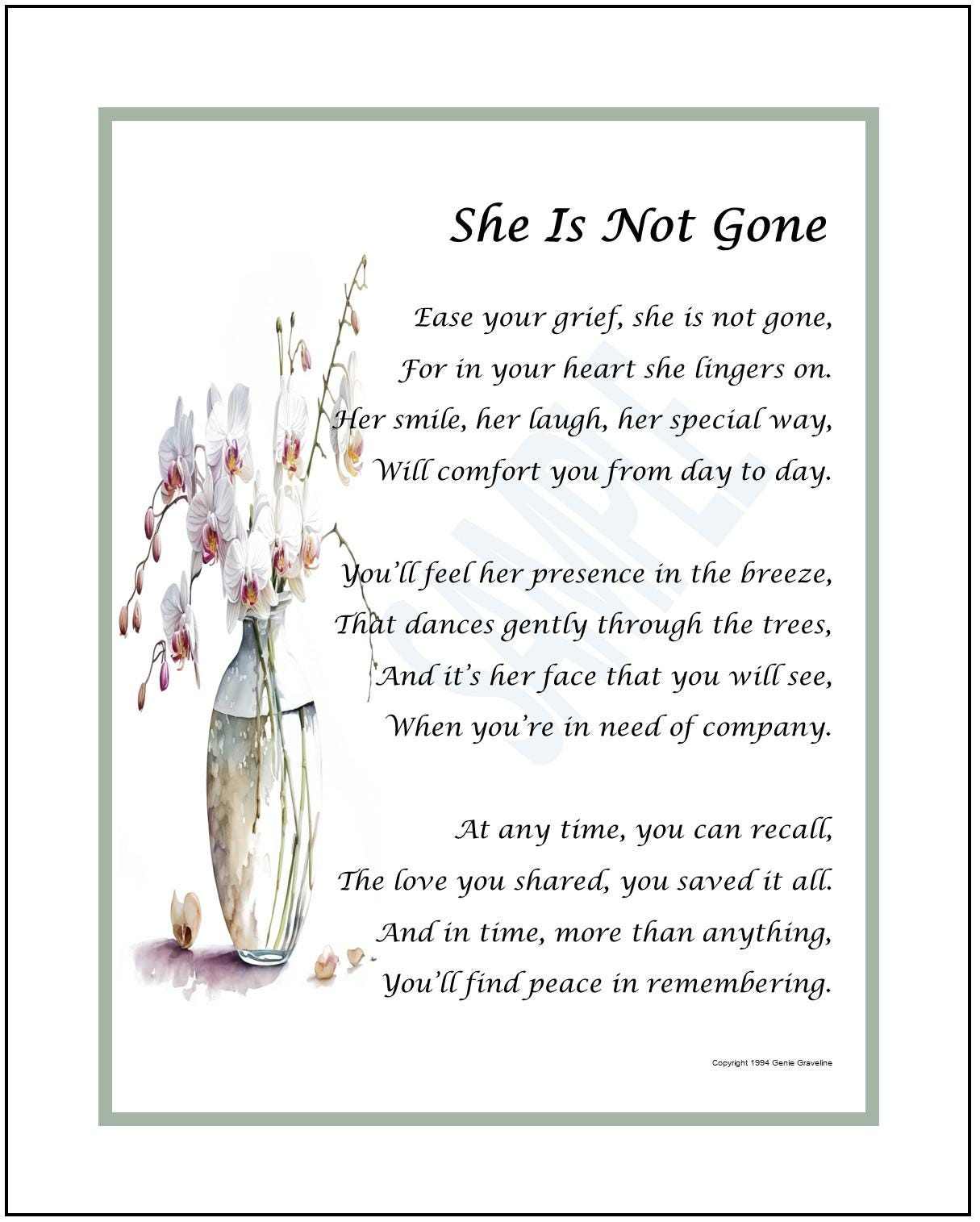 Loss of Mother Memorial Poem Print, Loss of Wife Digital Sympathy Poem  Print, Sister Remembrance Digital Poem, Friend Sympathy Poem, - Etsy Israel, image size:1215x1515