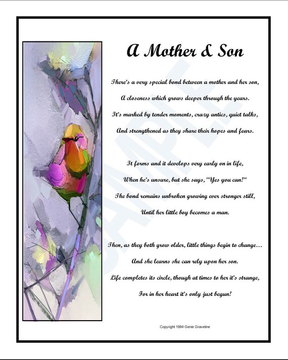 Mother Son Poem DIGITAL DOWNLOAD Sentimental Gift for My - Etsy Israel