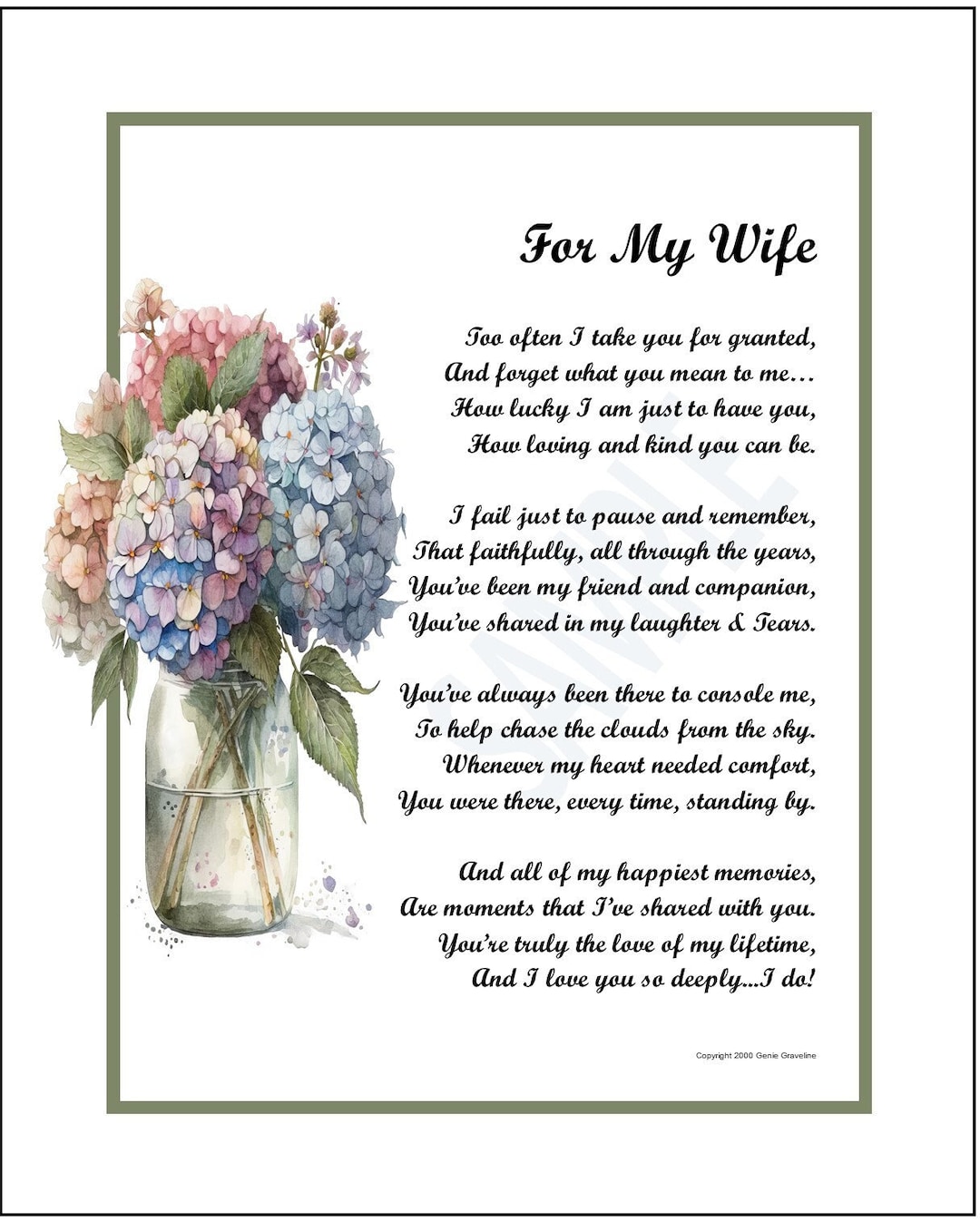Wife Poem Print Verse Anniversary Mother's Day Gift Present, DIGITAL