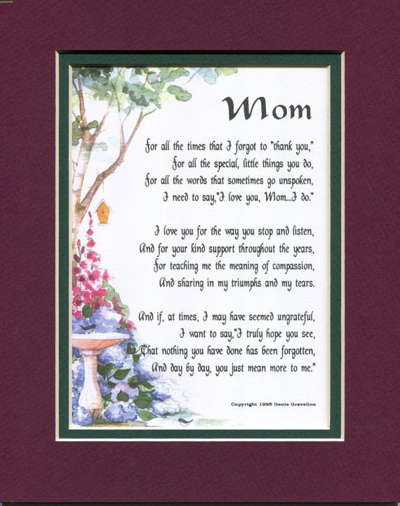 Mom Poem Mother Poem Mom Gift Mother Gift Moms Birthday Etsy