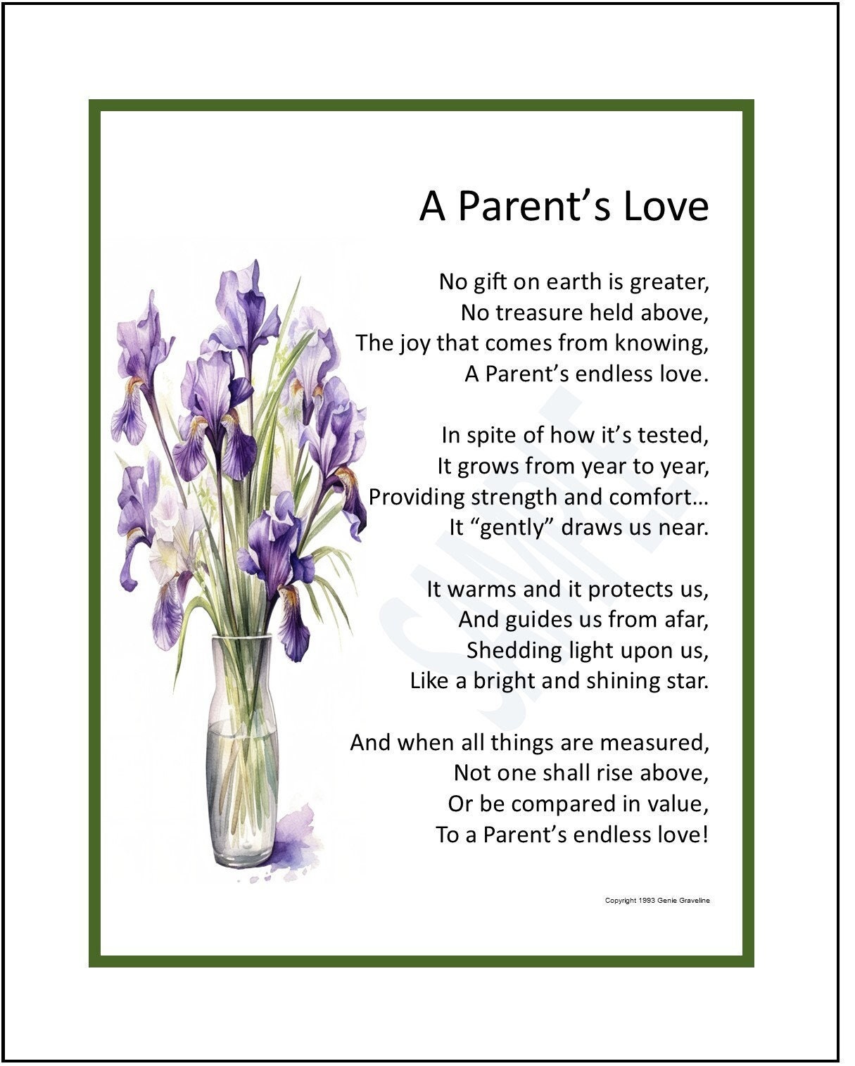 Genie's Poems Mom and Dad Poem Print Saying Gift, Thank You Mom Dad, Mom  Dad Appreciation, Gift Present Poem For Parents Anniversary