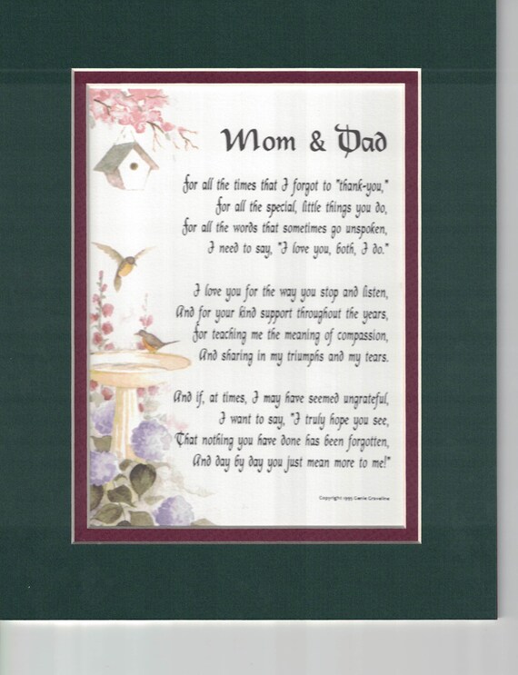 Mom Dad Gift Mom Dad Poem Parent Gift Parents Poem Mom Dad Etsy