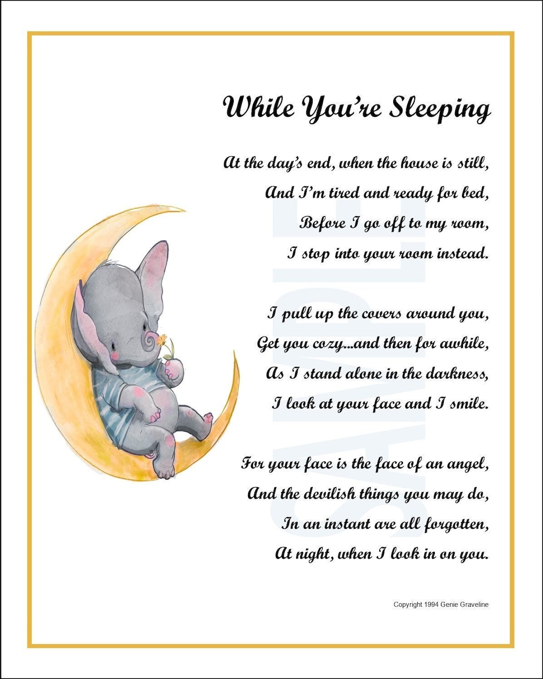 Poem for A Baby Shower, DIGITAL DOWNLOAD, Poem for New Mother, Present
