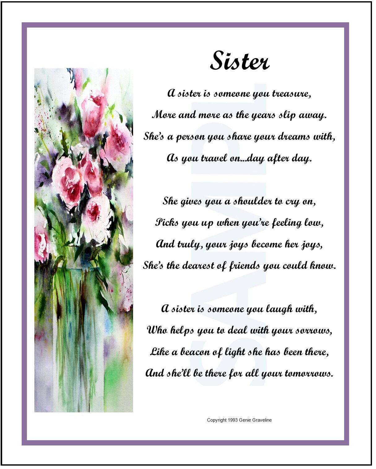 Sister Birthday Poems That Make You Cry Sister Digital Download Sister Poem Sister Gift Sister | Etsy India
