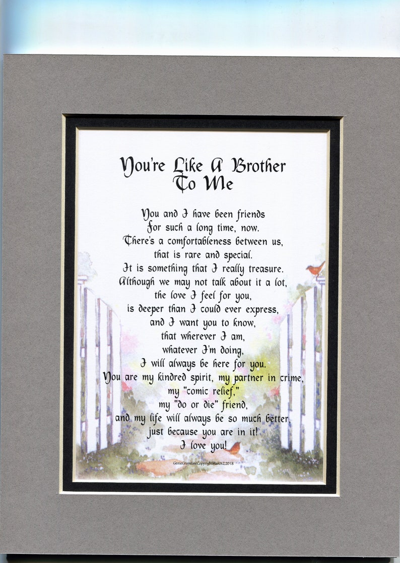 Poem for Male Friend Like A Brother to Me Friend Gift Etsy