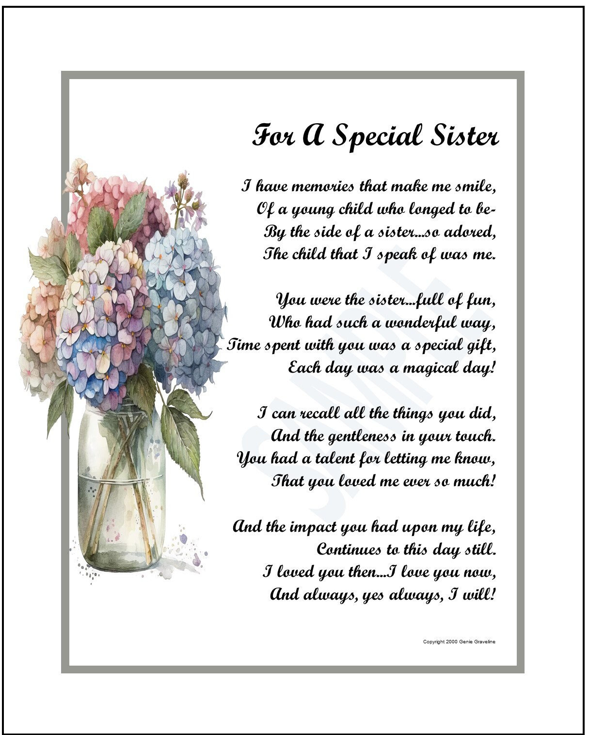 Older Sister Poem, Older Sister Print, Digital Printable Sister Poem, Sisters 30th 40th 50th 60th 70th 75th 80th Birthday Gift Present Poem,