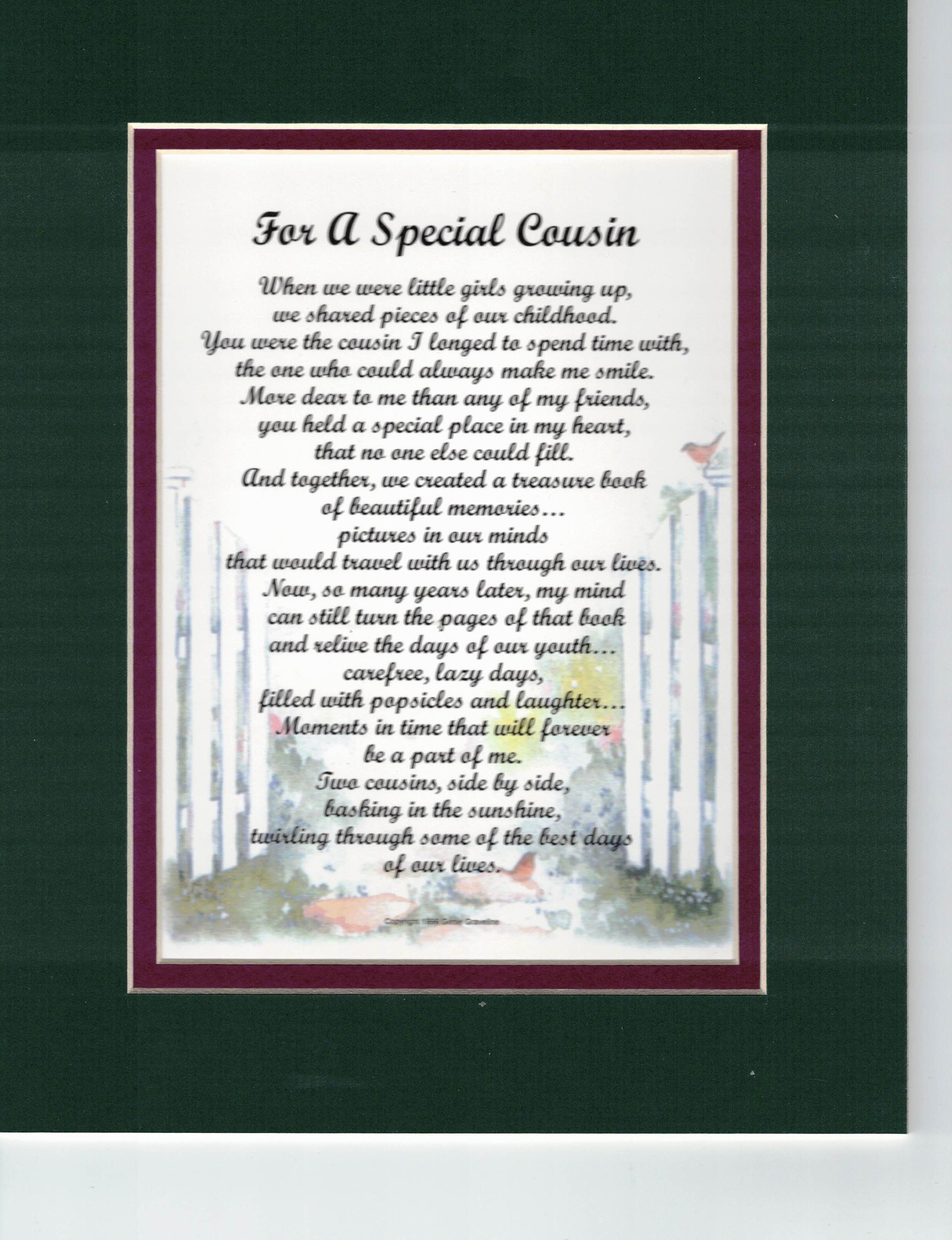 Cousin Poem Cousin Gift Cousin Print Cousin Verse Cousin Birthday ...