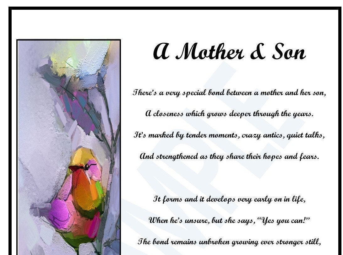 Mother Son Poem DIGITAL DOWNLOAD Sentimental Gift for My - Etsy