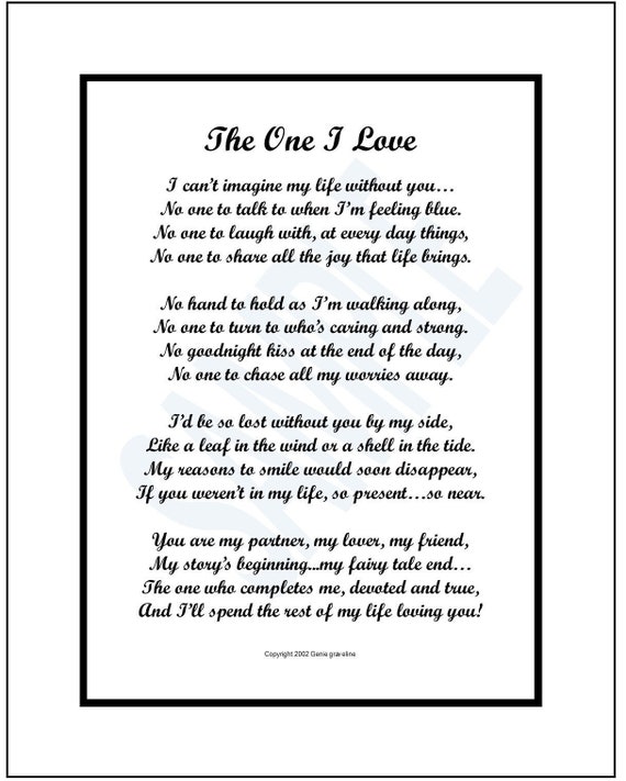 The One I Love, DIGITAL DOWNLOAD, Poem Verse Print Birthday Present for  Boyfriends Girlfriends Husband Wife Gifts, Love Poems Prints Verse, -   Canada