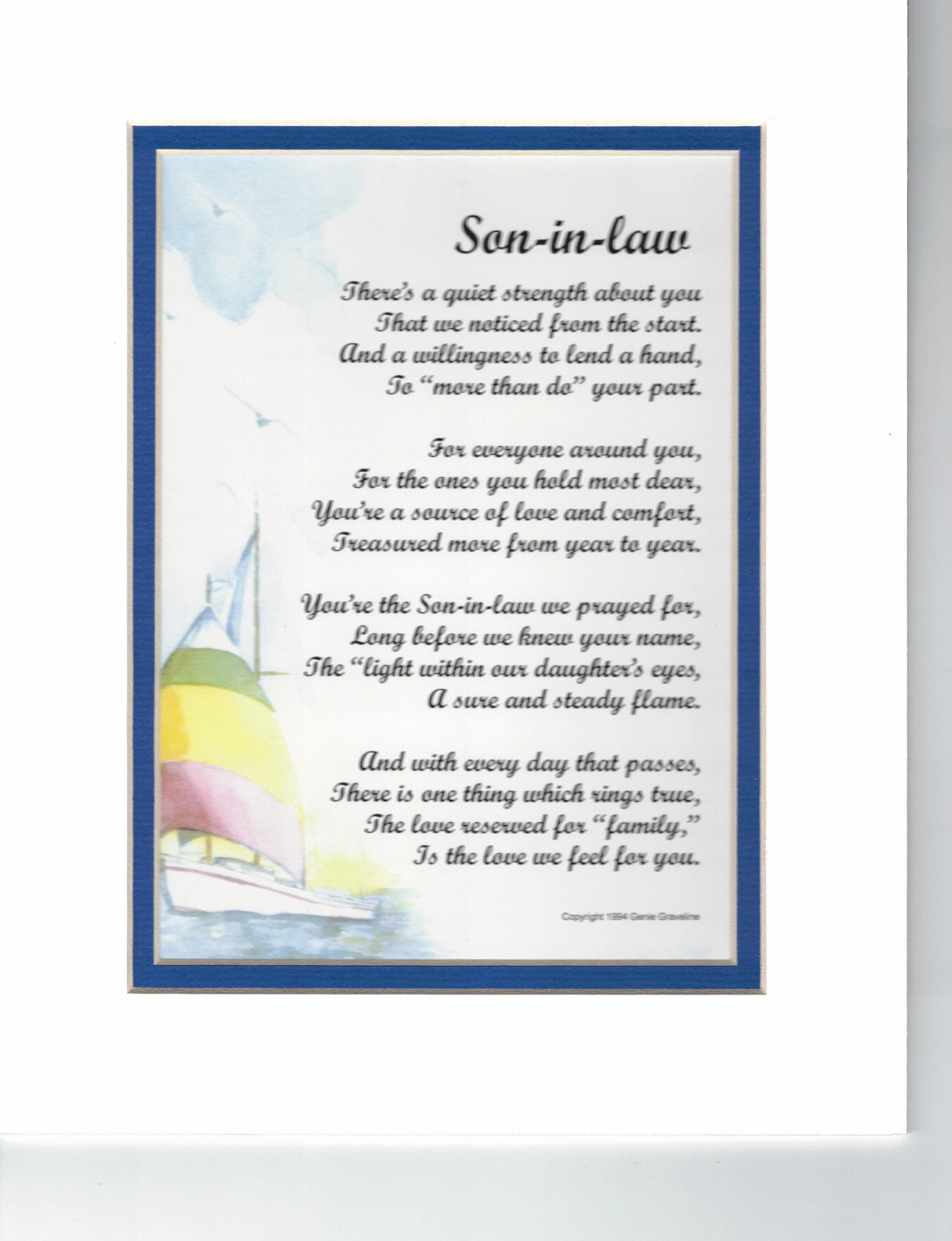 Our Son in Law Poem Son in Law Birthday Gift Best Son in
