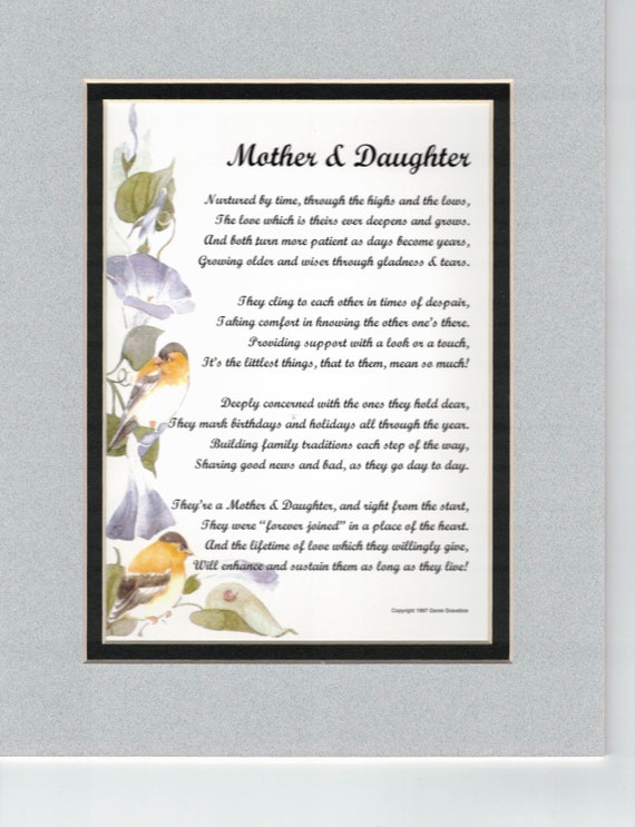 Unique Mom Gifts Birthday Gifts for Mother from Daughter Poem