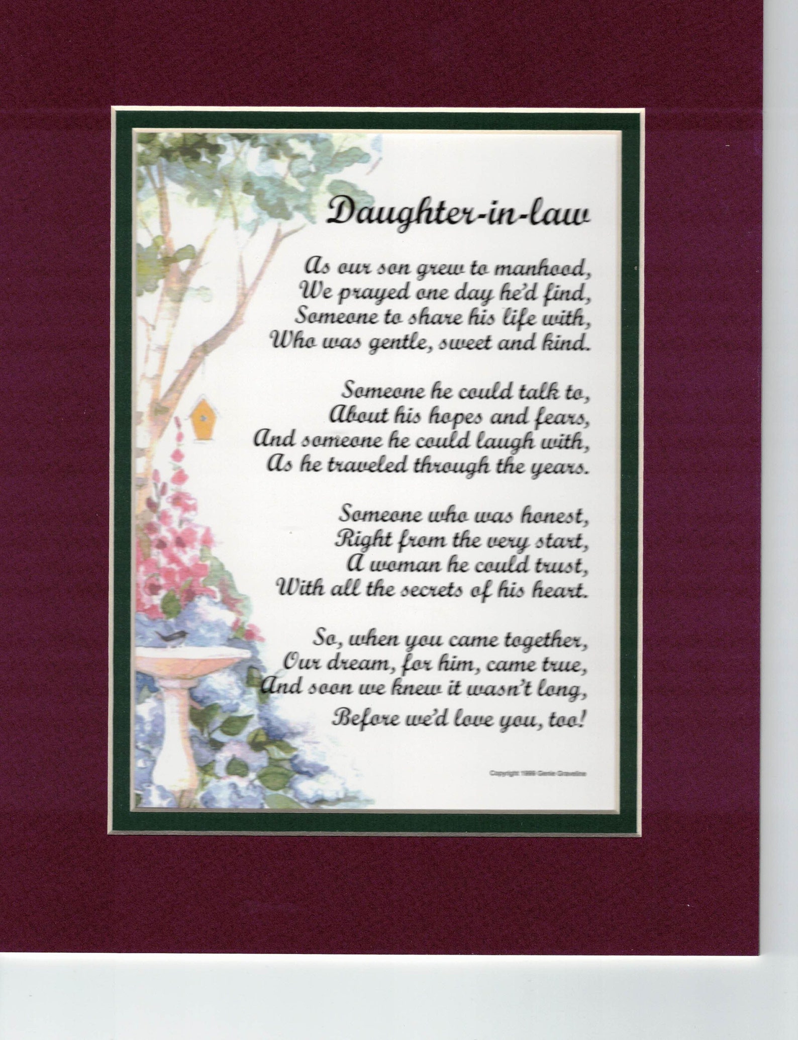 Our Daughter in Law Gift Daughter in Law Poem Daughter in - Etsy