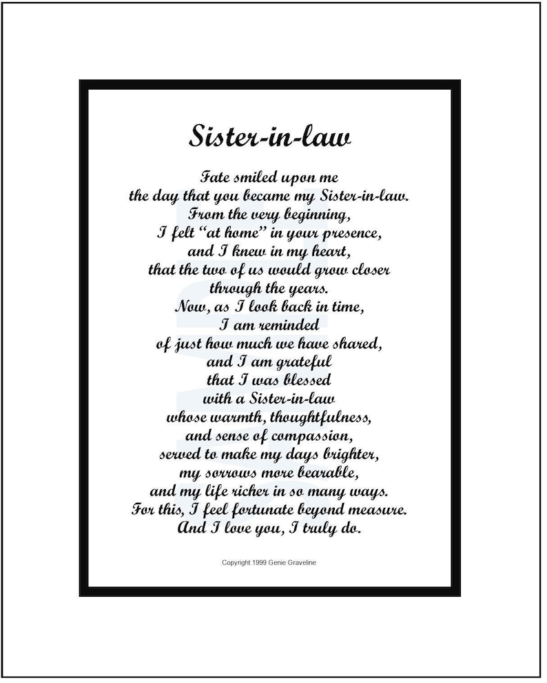 Sister in Law Poem DIGITAL DOWNLOAD Sister in Law Gift Etsy Sister in Law Poem DIGITAL DOWNLOAD Sister in Law Gift Etsy