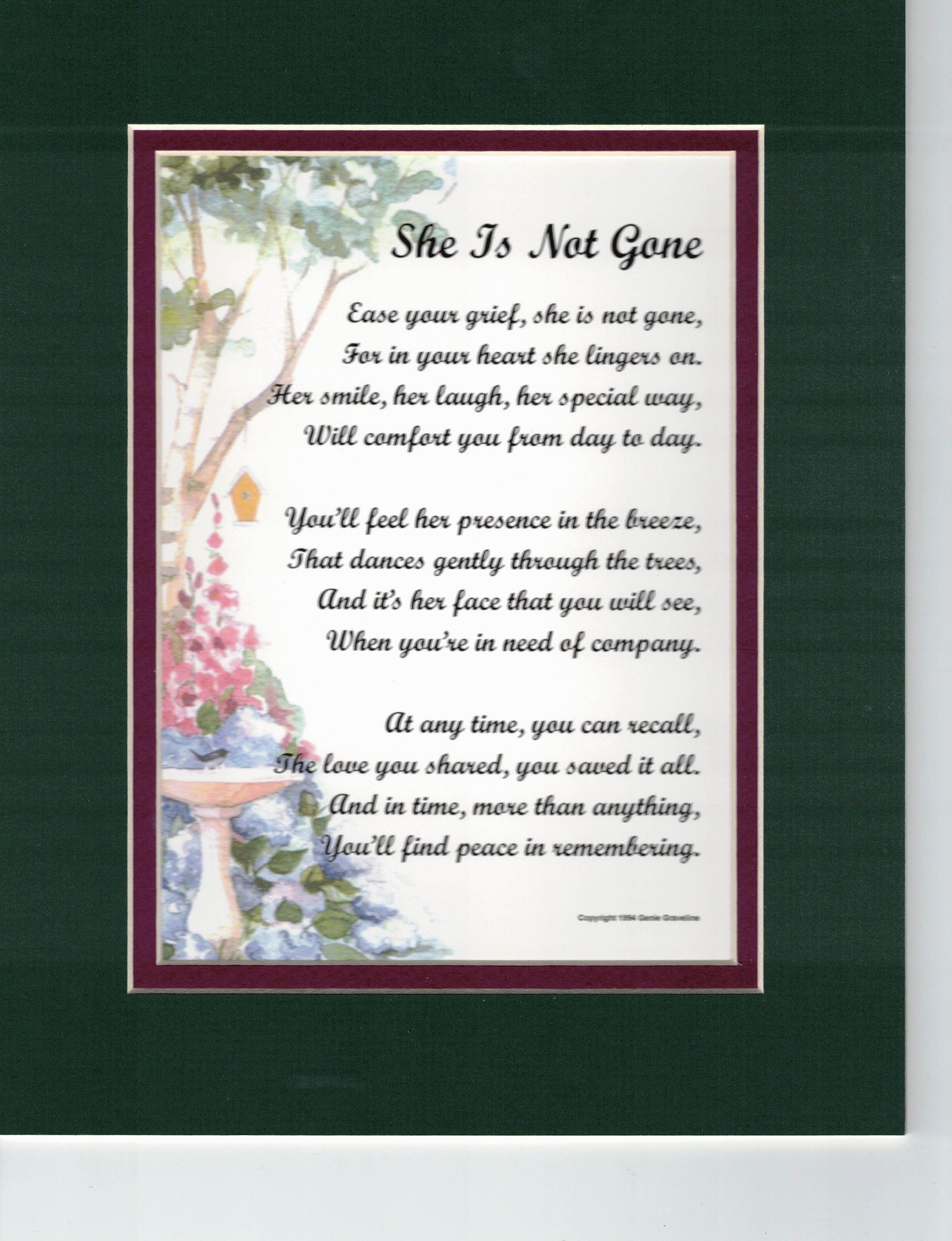Mother Memorial Poem-mom Bereavement Gift Wife Memorial Poem photo photo