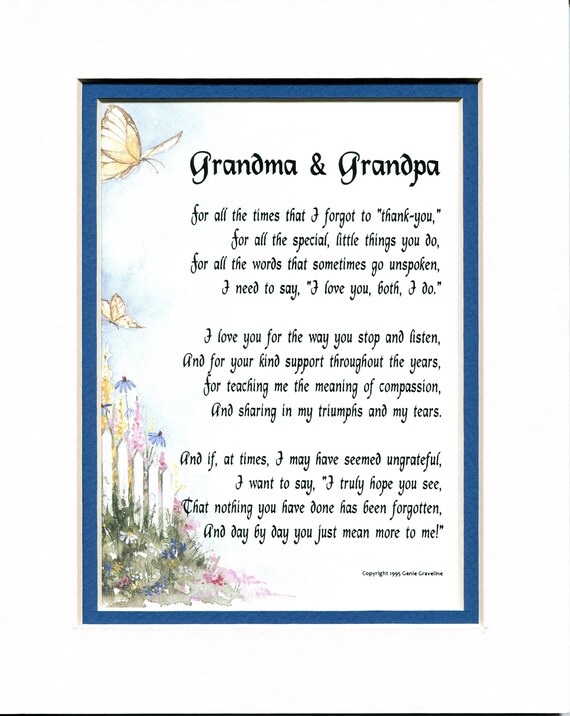 Grandparents Gift Grandma And Grandpa Poem Grandma And Etsy