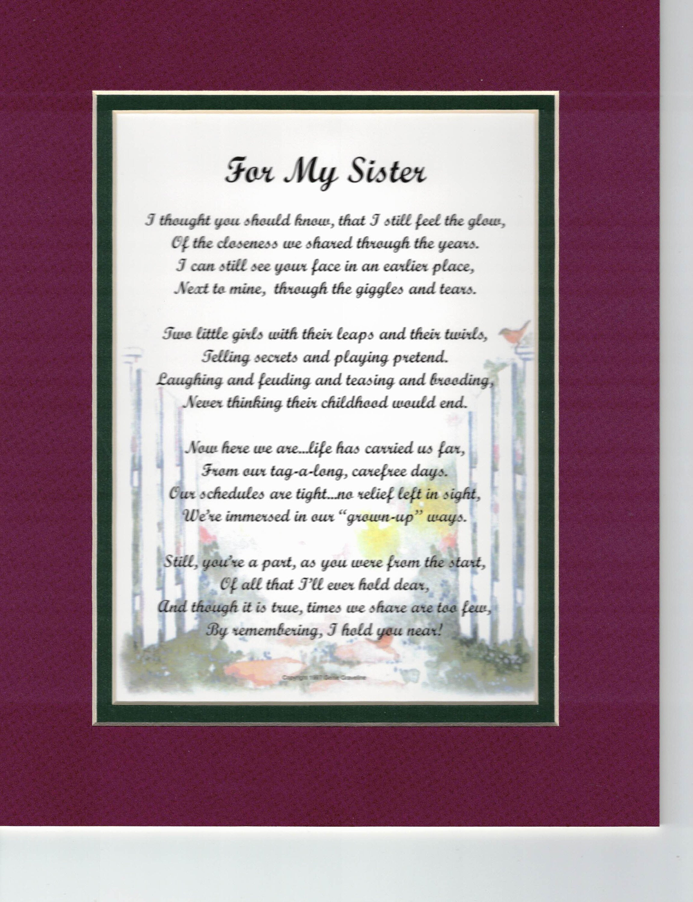 Sister Poem Sister Print Sister Gift Sister Present Sisters