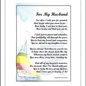 Husband Poem DIGITAL DOWNLOAD Husband Print Husband Verse - Etsy
