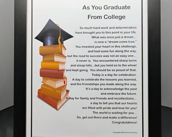 College Graduation Poem Framed - Graduation Print DOWNLOAD, Sentimental Poem Gift For College Graduate, Son Daughter College Graduation Poem