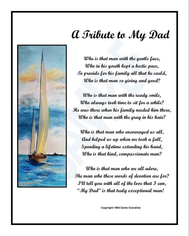 Poem for Dad's Birthday, DIGITAL DOWNLOAD, Dad Verse Saying Print. Gift For Dad's 60th 65th 70th 75th 80th 90th birthday, Present For Dad, image 1