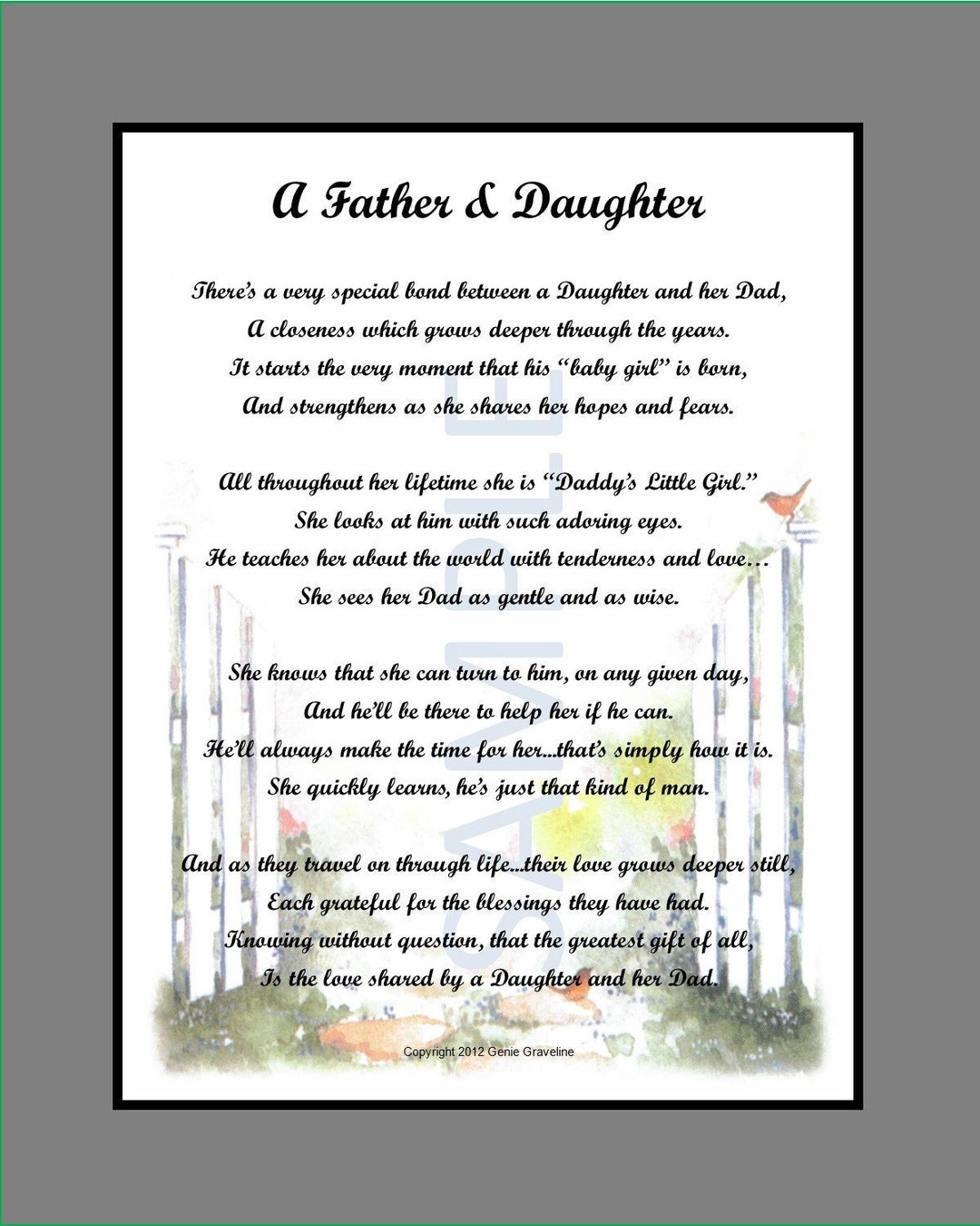 Poem for My Father, Father Daughter Bond, DIGITAL DOWNLOAD, Father ...