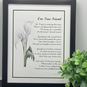 Best Friend Poem Framed, Framed Friendship Gift Present, Poem for Your Bestie, Friend&#39;s 30th 40th 50th 60th 65th 70th 75th 80th Birthday