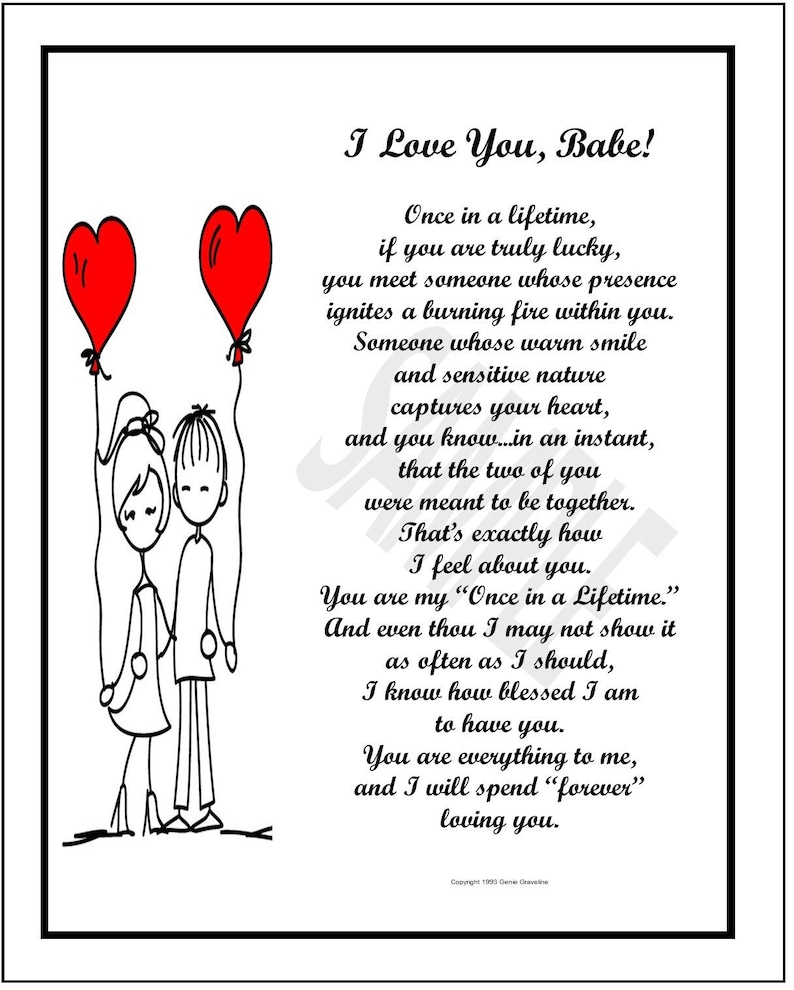 I Love You Babe DIGITAL DOWNLOAD Gift Present for Boyfriend - Etsy
