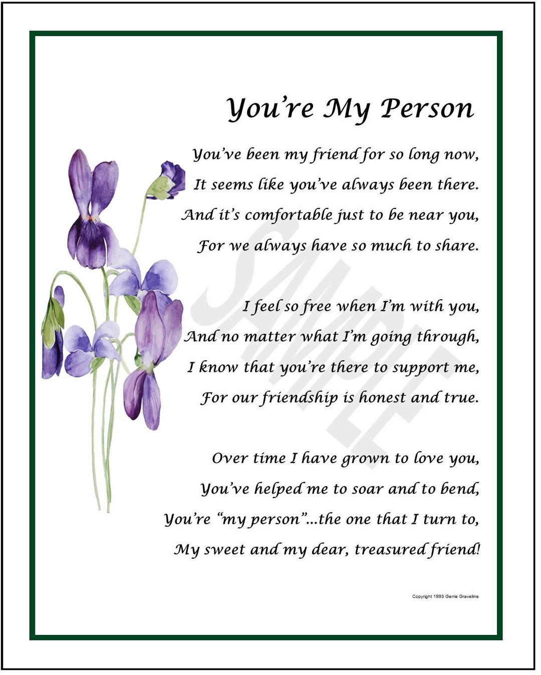 You're My Person, Poem for Best Friend, DIGITAL DOWNLOAD, Friendship Poem  Verse Saying Print, Friend's 18th 21st 30th 40th Birthday Gift, - Etsy