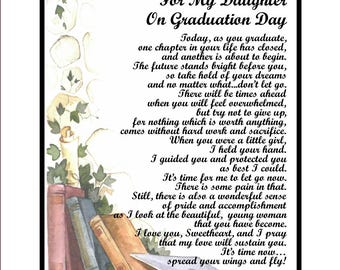 My Daughter Graduation Poem,  Daughter Graduation DIGITAL DOWNLOAD, Daughter Graduation Print,  Daughter Sentimental Graduation Poem Gift,