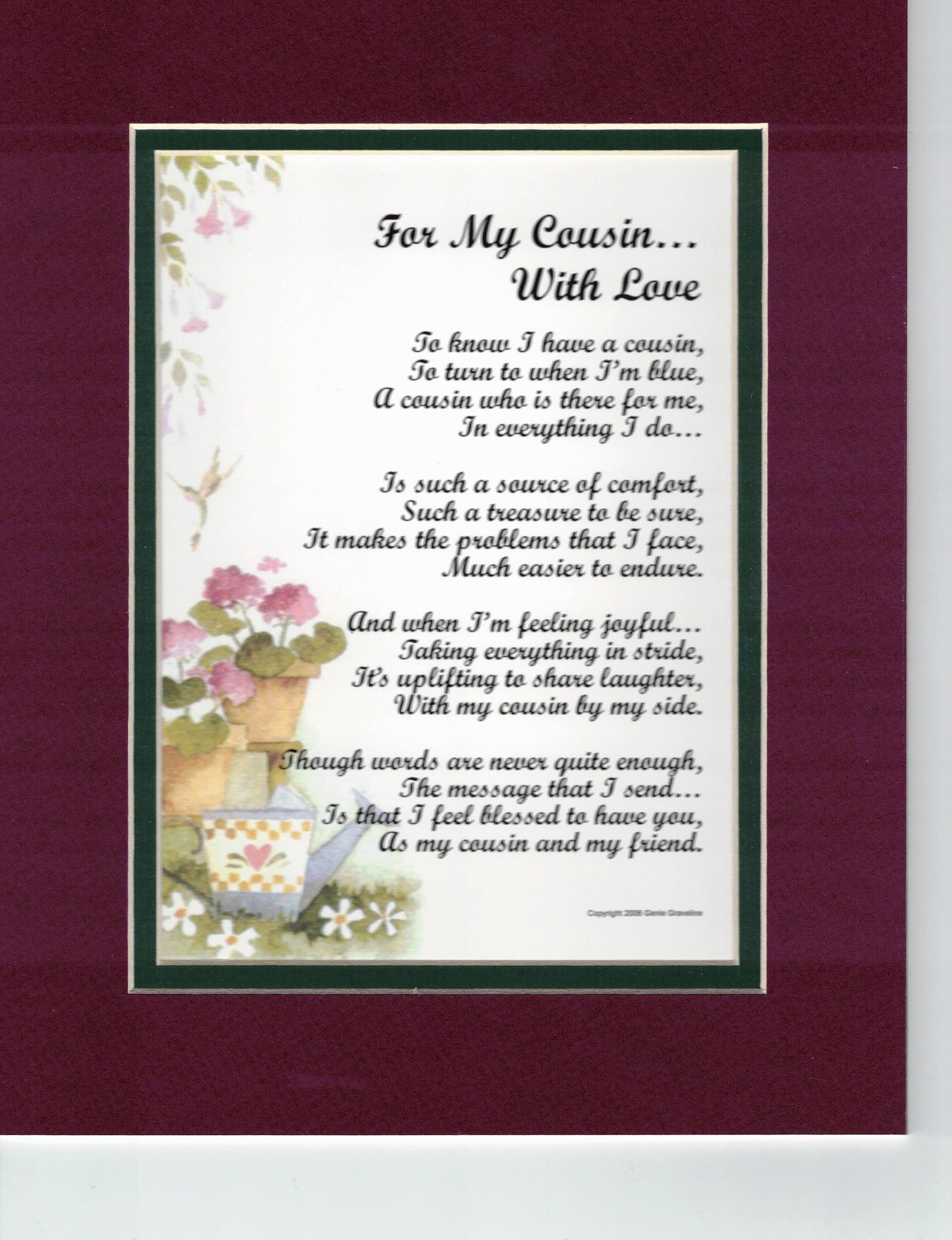 Cousin Poem Cousin Verse Cousin Present Cousin Print - Etsy Canada