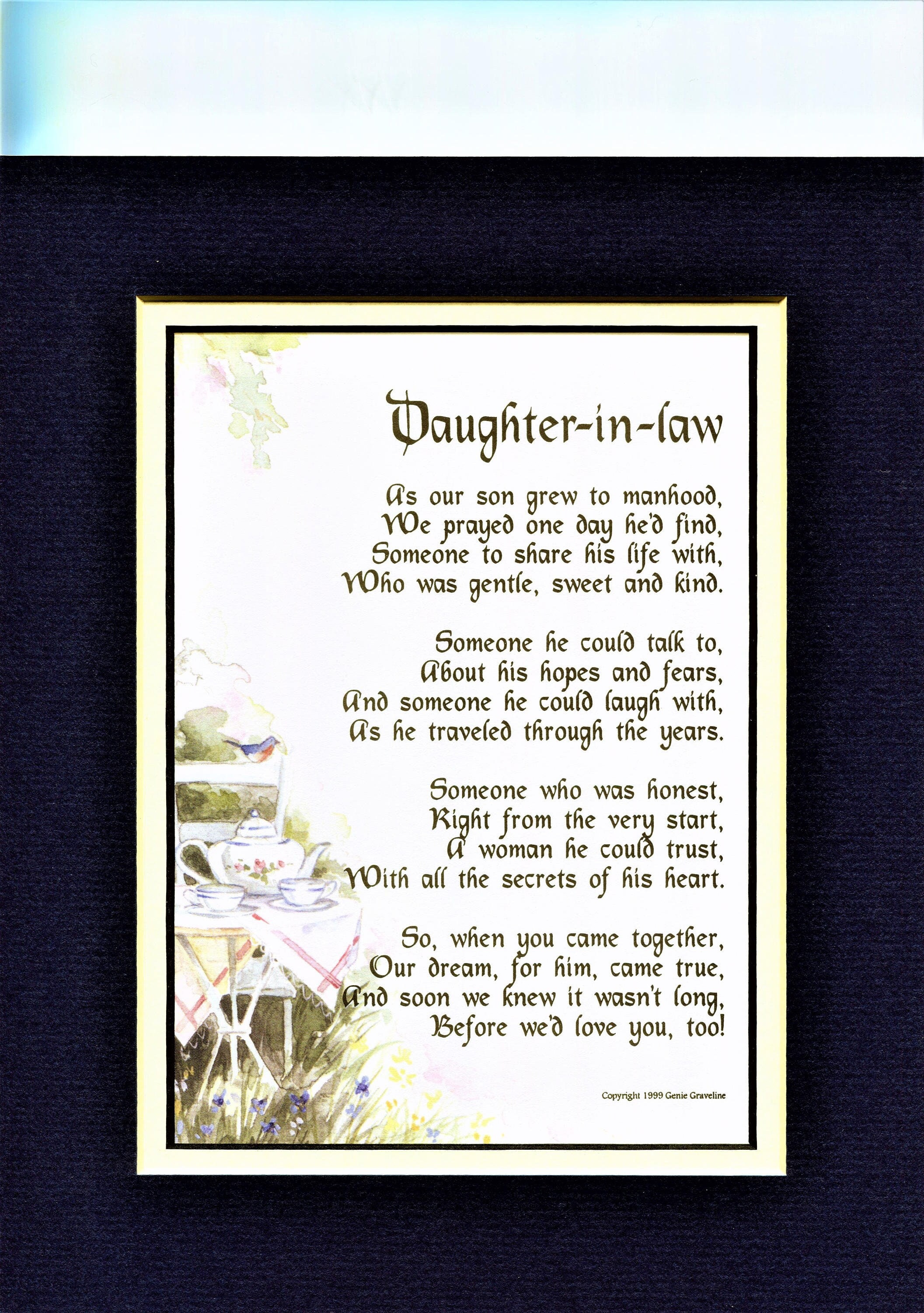 Birthday Poem For Daughter In Law Daughter In Law Gift Daughter In Law Poem Daughter In Law | Etsy Hong Kong